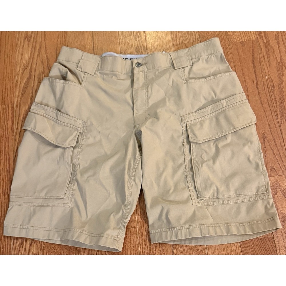 Duluth Trading Flex Dry On The Fly Cargo Shorts Mens 38 Khaki Tan Nylon Hiking